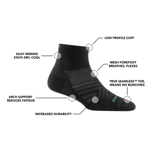 Darn Tough 1048 Women's Run Quarter Cushioned Ultra-Lightweight Running Socks