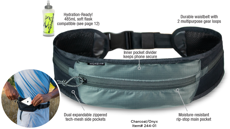 Amphipod Tactical Trail Run™ Belt - Blk/Drk Green