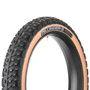 45NRTH Dillinger 5 Tire - 27.5 x 4.5, Tubeless, Folding, Tan, 60 TPI, 252 Concave Carbide Aluminum Studs