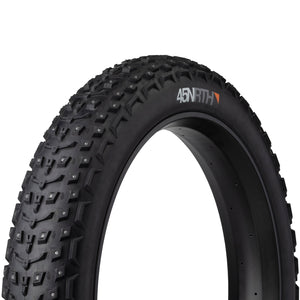 45NRTH Dillinger 5 Studded Fat Bike Tire 26 x 4.6, 258 Steel Carbide Studs, Tubeless Ready Folding, 60tpi, Black