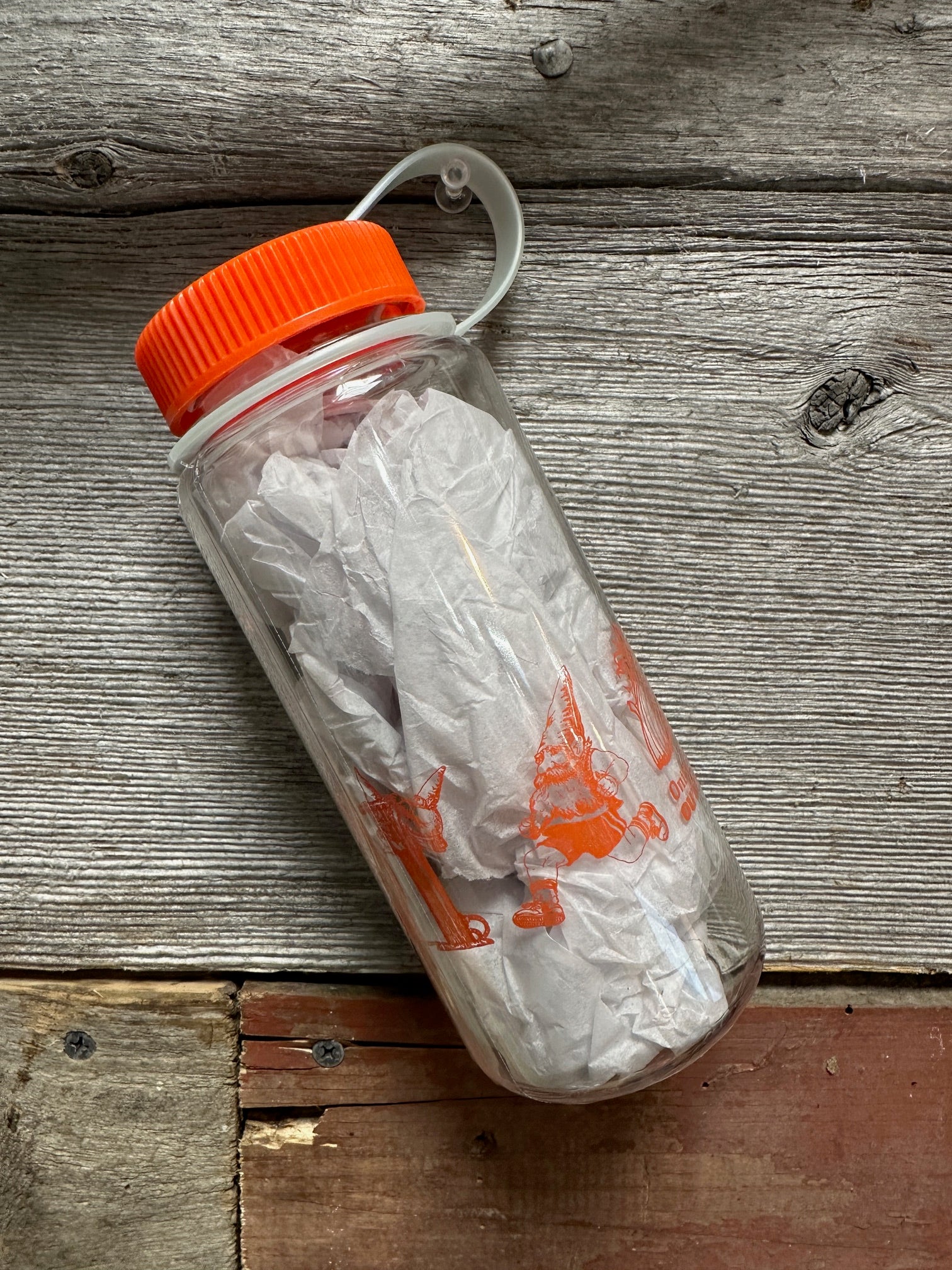 ORO Custom Nalgene Wide Mouth 16oz Bottle Gnome Clear/Orange