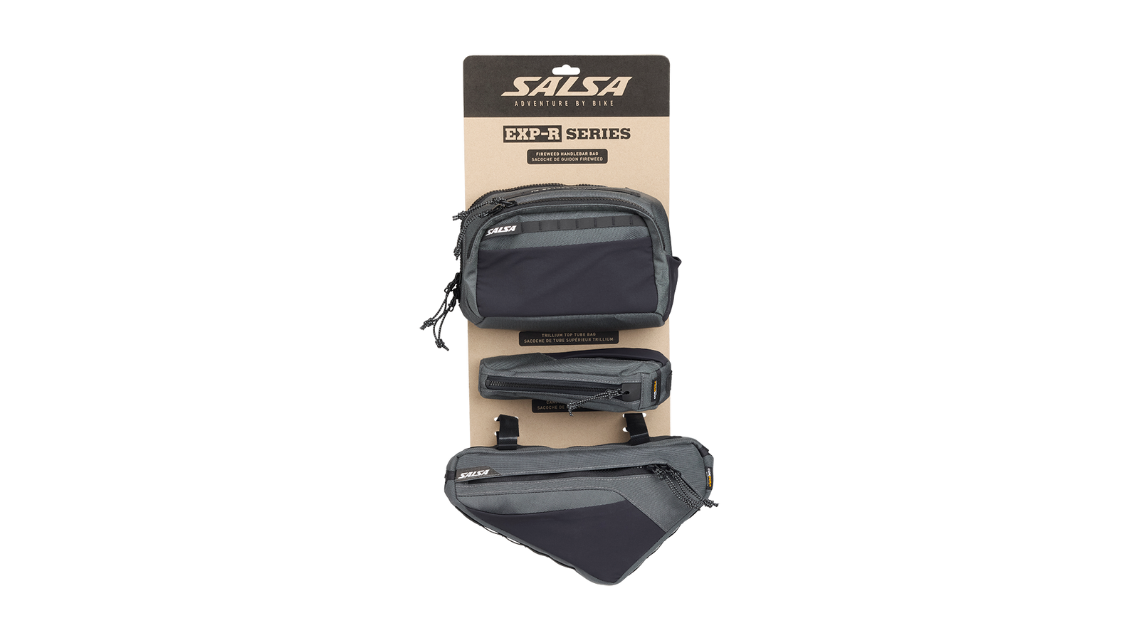 Salsa EXP-R Series Bag Bundle - Includes Campion Frame Bag, Fireweed Handlebar Bag, and Trillium Top Tube Bag (Small)